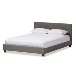 Baxton Studio Elizabeth Modern and Contemporary Grey Fabric Upholstered Panel-Stitched Queen Size Platform Bed